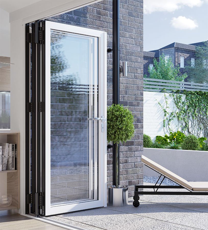 Luxury Aluminum Bifold Patio Door 120" W x 80" H – 3 Panel – Right Fold – White Thermal Break | Edifort