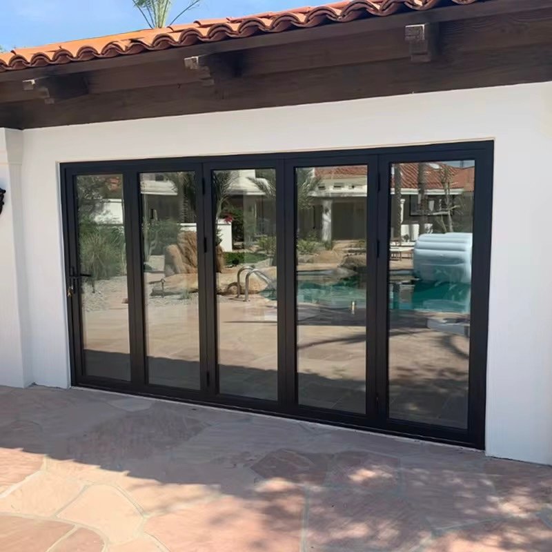 Luxury Aluminum Bifold Patio Door 144" W x 80" H – 5 Panel – Right Fold – Black Thermal Break | Edifort