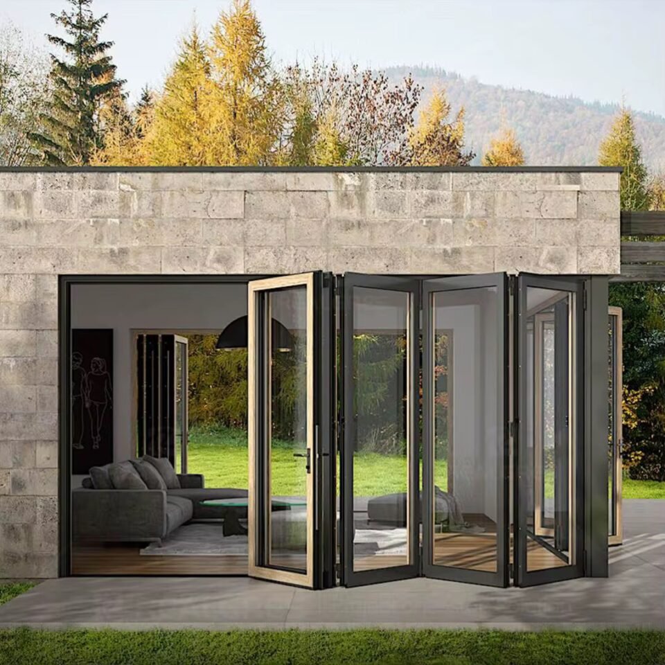 Luxury Aluminum Bifold Patio Door 144" W x 96" H – 5 Panel – Right Fold – Black Thermal Break | Edifort