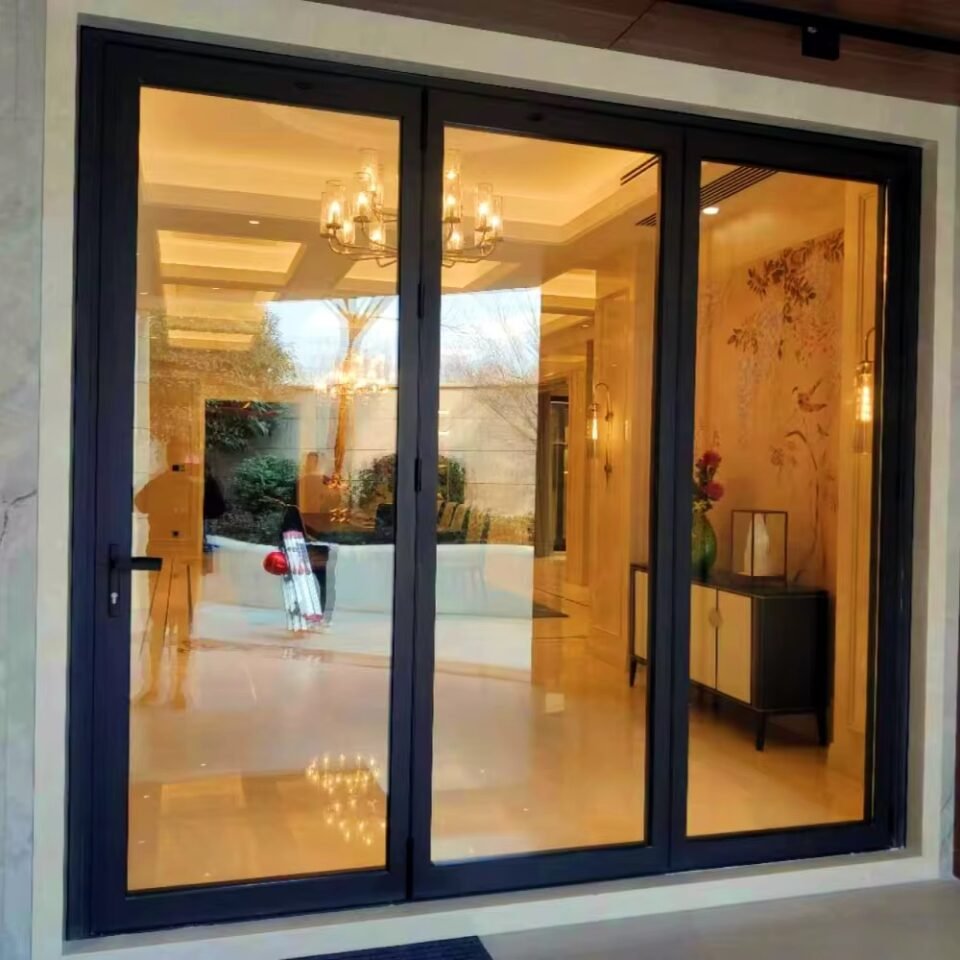 Luxury Aluminum Bifold Patio Door 108" W x 96" H – 3 Panel – Right Fold – Black Thermal Break | Edifort