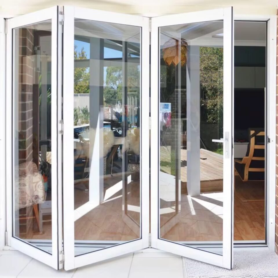 Luxury Aluminum Bifold Patio Door 120" W x 96" H – 3 Panel – Left Fold – White Thermal Break | Edifort