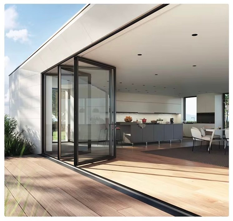 Luxury Aluminum Bifold Patio Door 168" W x 96" H – 5 Panel – Left Fold – Black Thermal Break | Edifort