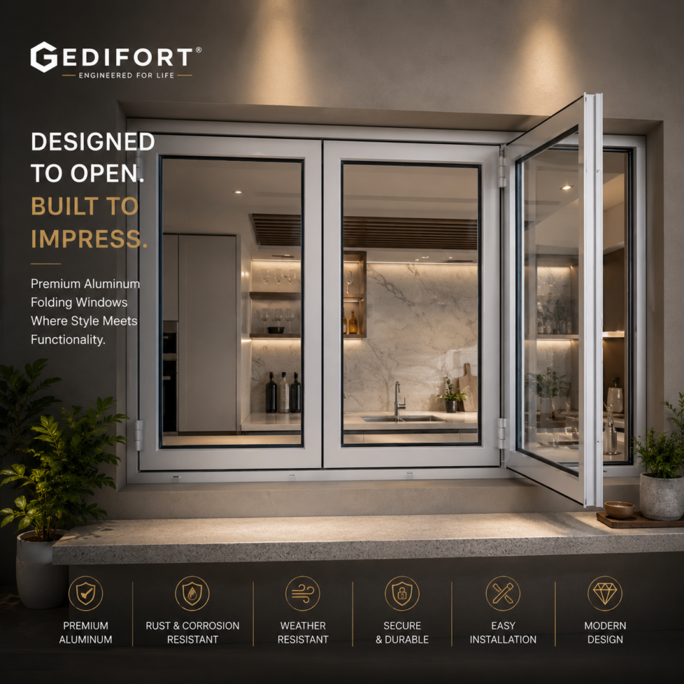 Luxury Aluminum Bifold Window 96" W x 36" H – Energy Efficient | Edifort