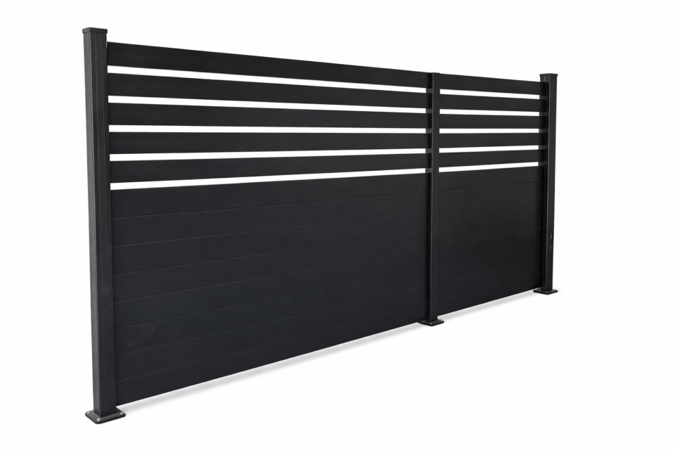 Edifort Luxury Aluminum Horizontal Fence Panel – 96" x 96" Modern Architectural Privacy Fencing with Post