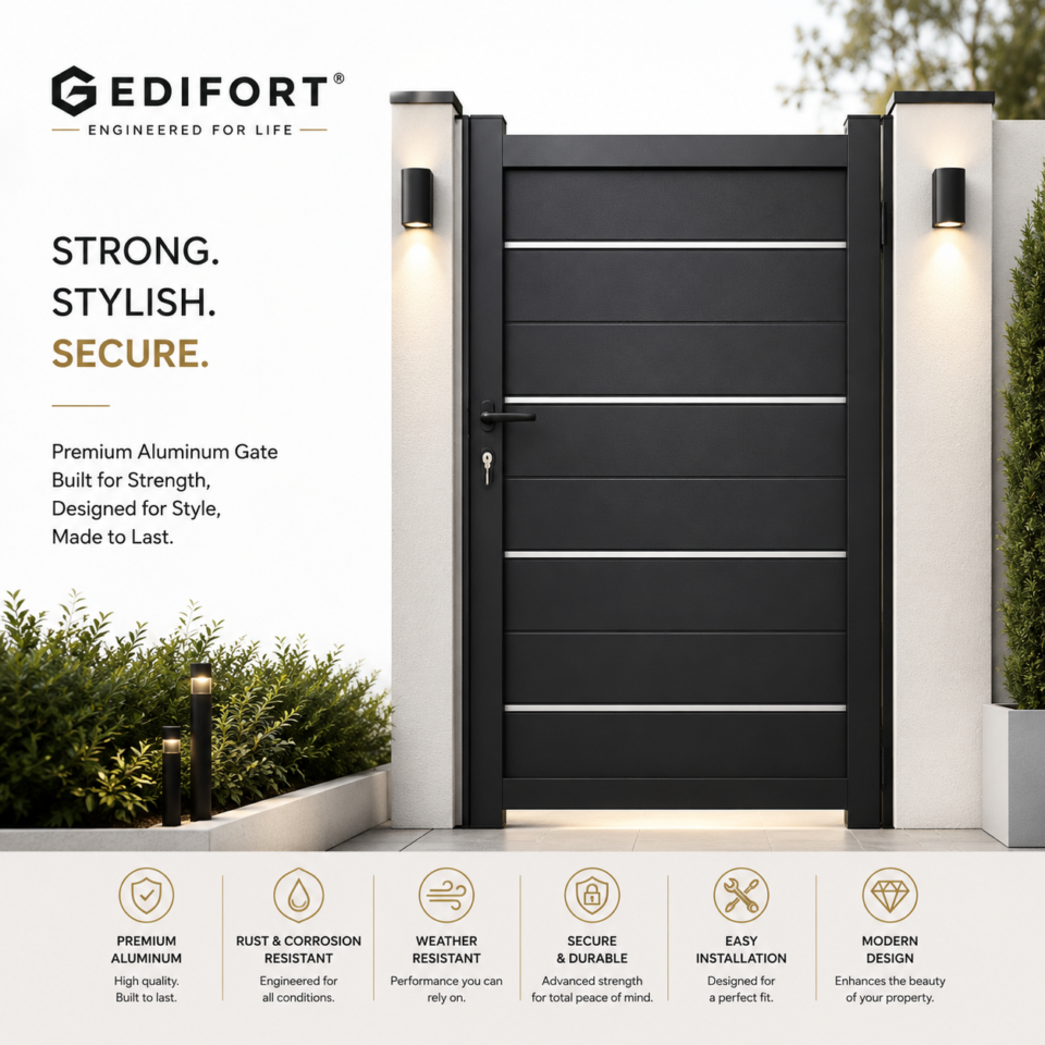 Edifort - Contemporary Aluminum Fencing Entry Gate Model - 04