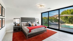 Luxury Bedroom with a sliding glass door.
