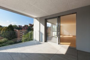 Architecture, terrace of new apartment