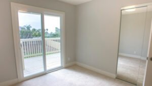Panorama Empty bedroom in a model home in southern California