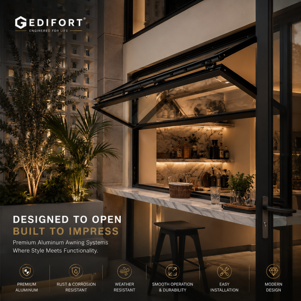 Edifort - Boutique Aluminum Fold-Up Window – 72"W x 48"H | Ideal for High-End Kitchens & Bars