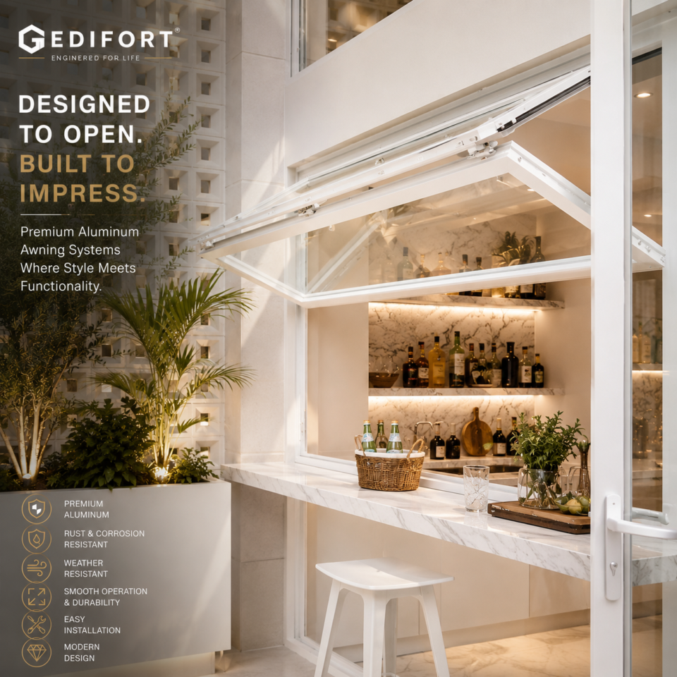 Edifort - Boutique Aluminum Fold-Up Window – 72"W x 36"H | Ideal for High-End Kitchens & Bars