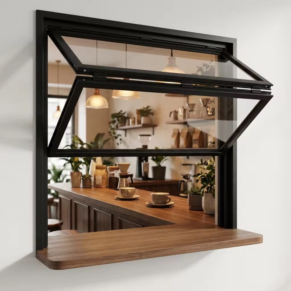 Edifort - Boutique Aluminum Fold-Up Window – 60"W x 36"H | Ideal for High-End Kitchens & Bars