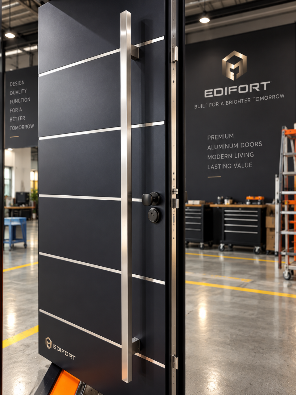 Edifort Limited Edition Modern Aluminum Front Door – Security Pivot Entrance Gate for Homes (Model #01)
