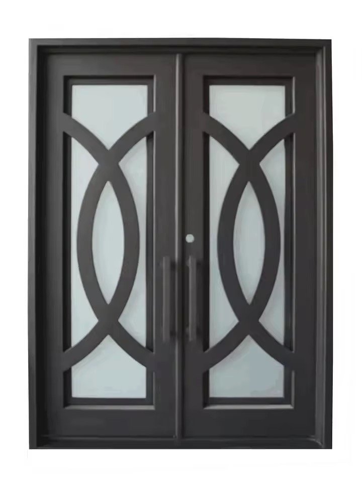 Edifort Limited Edition - Prehung Iron Entry Door Dark Brown Black Finish - Model #157