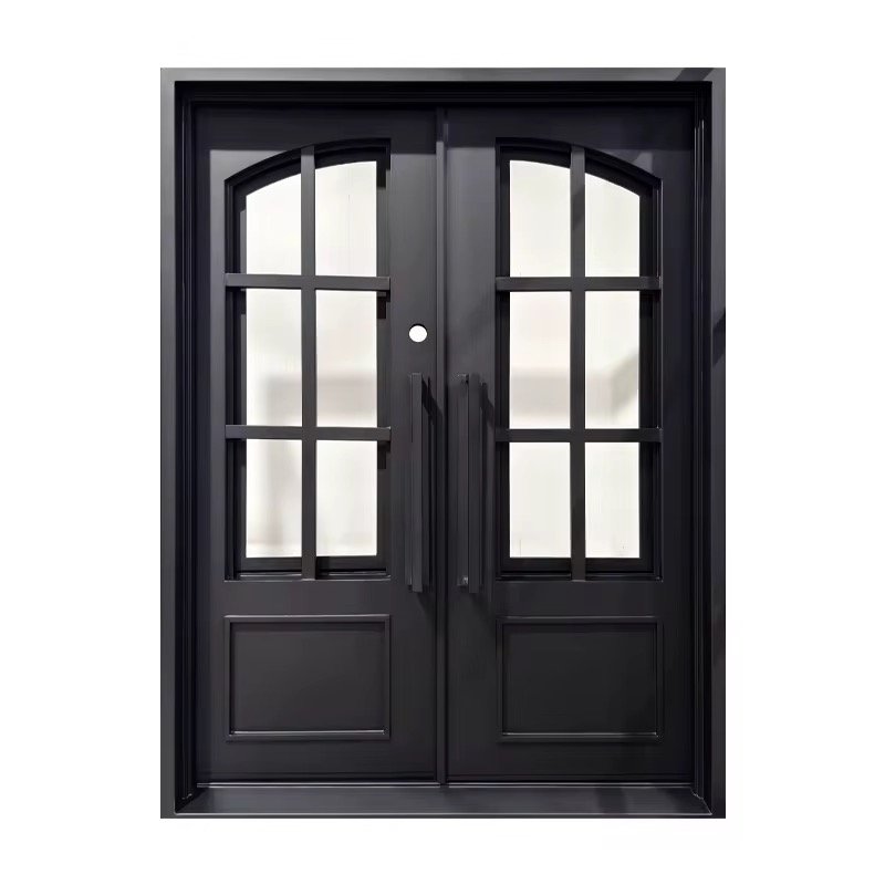 Edifort Limited Edition - Prehung Iron Entry Door Dark Brown Black Finish - Model #155