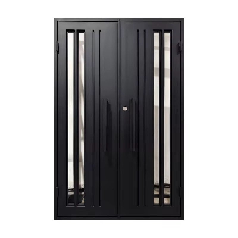 Edifort Limited Edition - Prehung Iron Entry Door Dark Brown Black Finish - Model #158