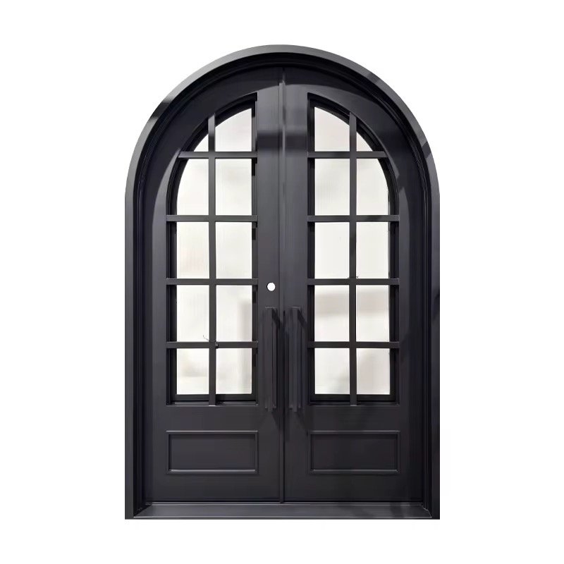 Edifort Limited Edition - Prehung Iron Entry Door Dark Brown Black Finish - Model #159