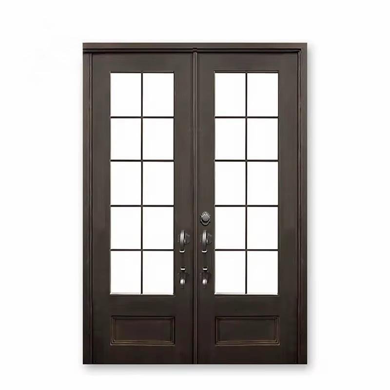 Edifort Limited Edition - Prehung Iron Entry Door Dark Brown Black Finish - Model #172