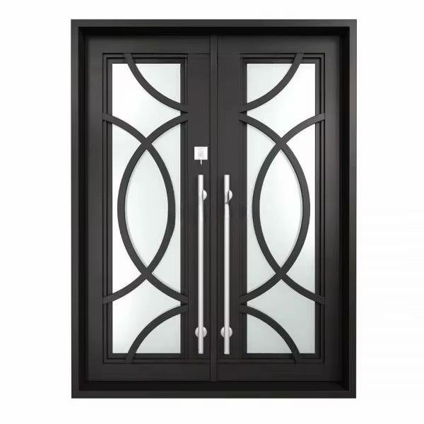 Edifort Limited Edition - Prehung Iron Entry Door Dark Brown Black Finish - Model #171