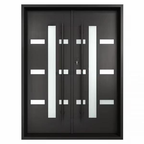 Edifort Limited Edition - Prehung Iron Entry Door Dark Brown Black Finish - Model #170