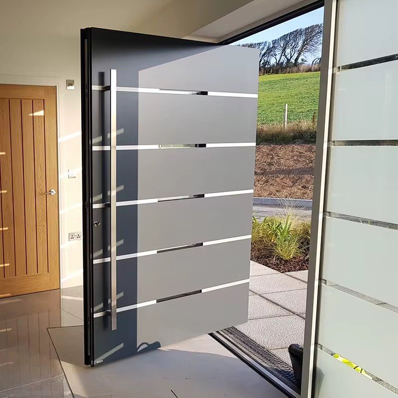 Edifort Limited Edition Modern Aluminum Front Door – Security Pivot Entrance Gate for Homes (Model #42)